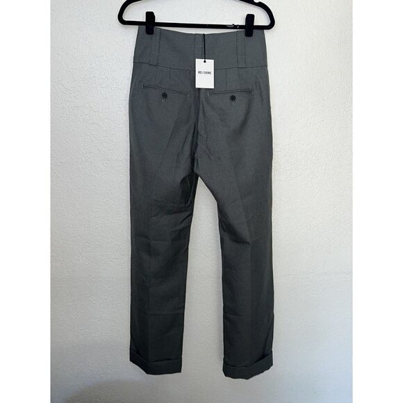 RE/DONE 50’s Straight Leg Grey Trouser Pant Size 26 Made Italy New NWTS Cuffed G - Picture 2 of 13